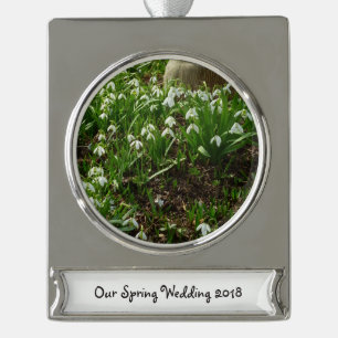 Snowdrops II (Galanthus) Frühlingsflora Banner-Ornament Silber