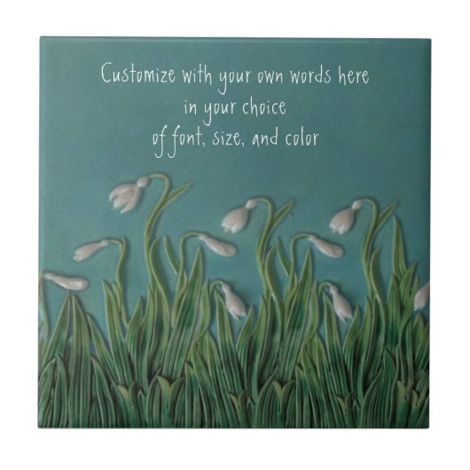 Snowdrops Majolica Imitats Relief c1875 G.Jones Re Fliese (Vorderseite)