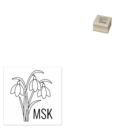 Snowdrops - Monogramm Frühlingsblumen 1x1 Gummistempel (Stempel)