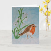 Snowdrops Robin Grußkartengeburtstag danke Karte (Gelbe Blume)