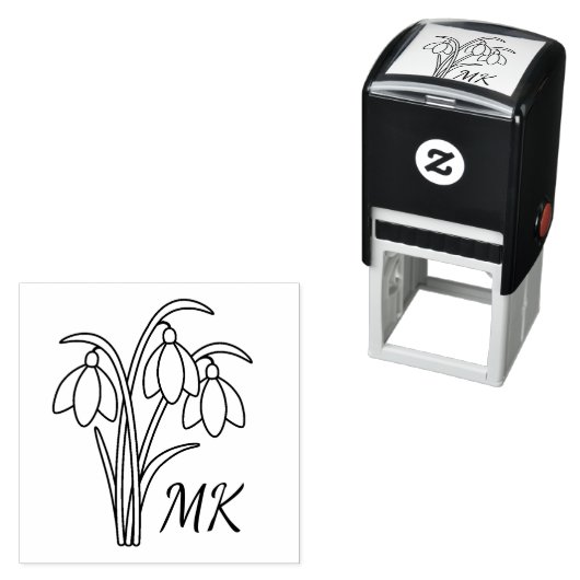 Snowdrops Spring Flowers Monogram Initials Permastempel (Beispiel)