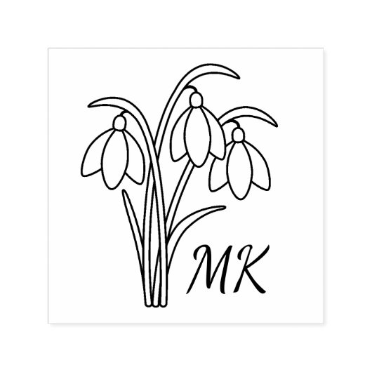 Snowdrops Spring Flowers Monogram Initials Permastempel (Design)