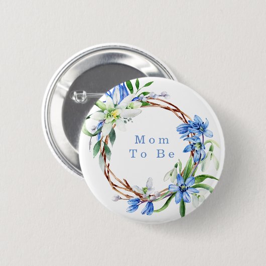 Snowdrops und Scilla Spring Floral Boy Baby Shower Button (Vorne & Hinten)
