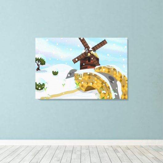 Snowdrops Windmühle Leinwanddruck (Insitu (Holzboden))