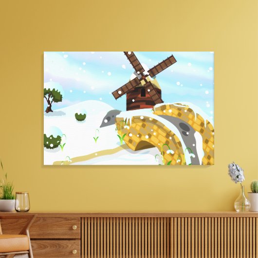 Snowdrops Windmühle Leinwanddruck (Insitu (Wohnzimmer))