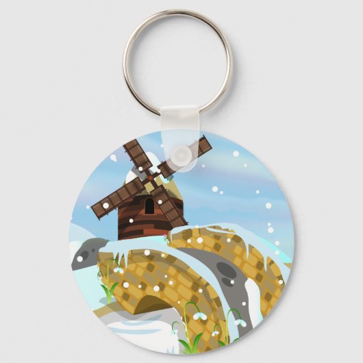 Snowdrops Windmühle Schlüsselanhänger (Vorderseite)