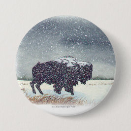 Snowdusted Bison-Malerei Button