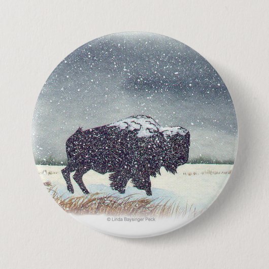 Snowdusted Bison-Malerei Button (Vorderseite)