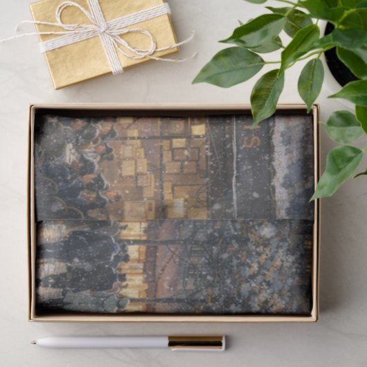 Snowfall at a Parisian Café Seidenpapier (Geschenk)