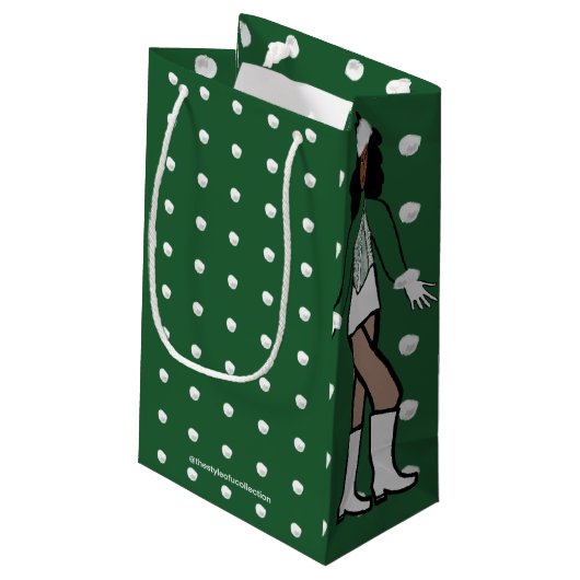 Snowfall Dancer Green Kleine Geschenktüte (Rückseite Schrägansicht)