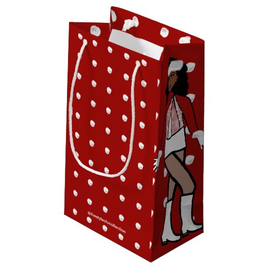 Snowfall Dancer Red Kleine Geschenktüte (Rückseite Schrägansicht)