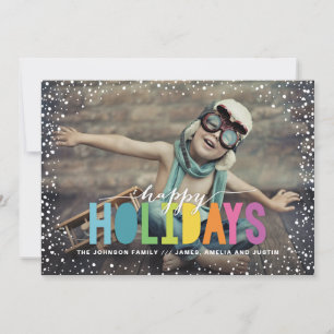 Snowfall farbenfrohe Happy Holidays Foto Feiertagskarte