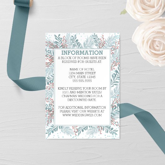 Snowfall Ferns Winter Wedding Enclosure Card Begleitkarte