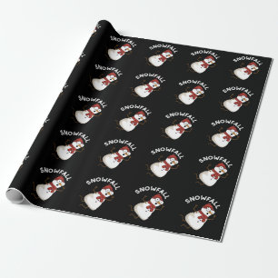Snowfall Funny Snow Pun Dark BG Geschenkpapier