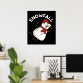 Snowfall Funny Snow Pun Dark BG Poster (Heimbüro)