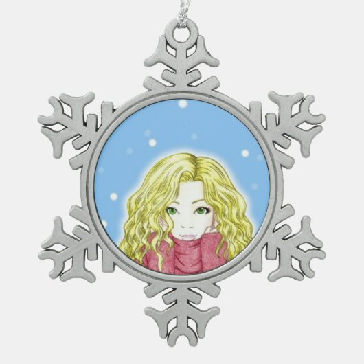 Snowfall Girl Snowflake Ornament (Vorderseite)