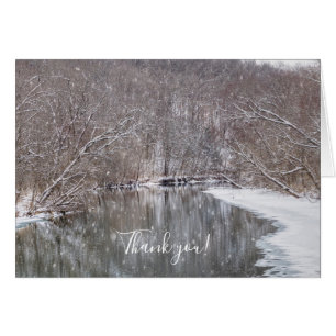 Snowfall Over Finley River Danke Karte