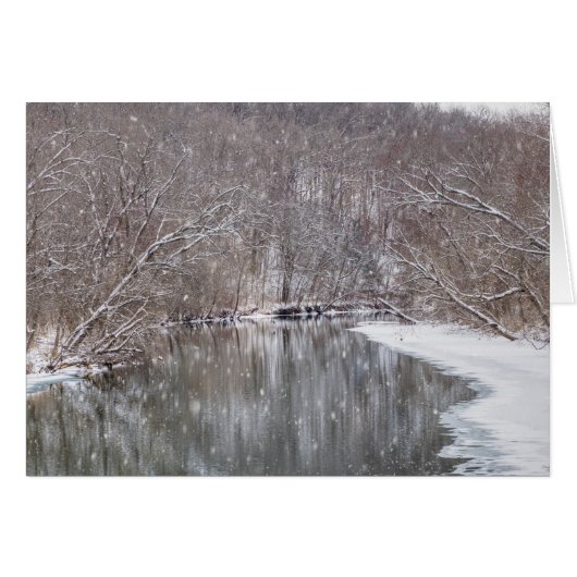Snowfall Over Finley River Greeting Card (Vorderseite (Horizontal))