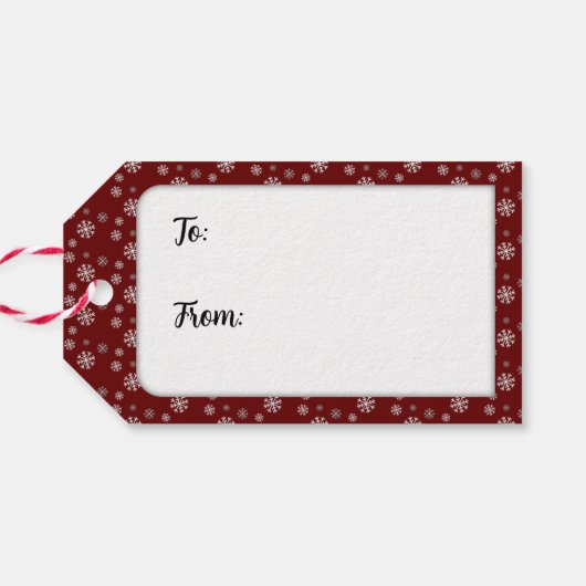 Snowfall Red Gift Tag Geschenkanhänger (Rückseite Horizontal)