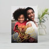 Snowfall Script Weihnachts-Foto Folien Feiertagskarte (Stehend vorne)