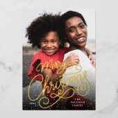 Snowfall Script Weihnachts-Foto Folien Feiertagskarte (Vorderseite)