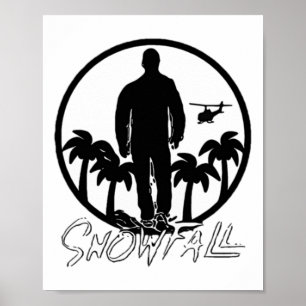 Snowfall Sunset Chopper Schwarz-weiß Sticker Poster