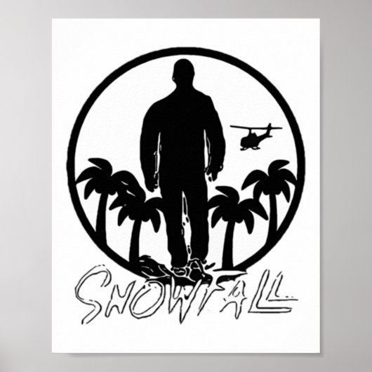 Snowfall Sunset Chopper Schwarz-weiß Sticker Poster (Vorne)