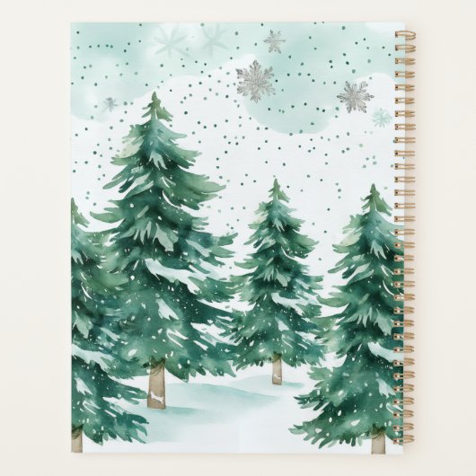 Snowfall Whispers – Winter Forest Notebook Planer (Rückseite)