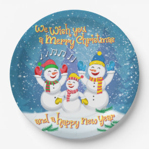 SnowFamily - Weihnachten und Neues Jahr Pappteller