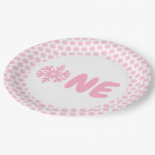 Snowflake 1. Geburtstag Pappteller (Schrägansicht)