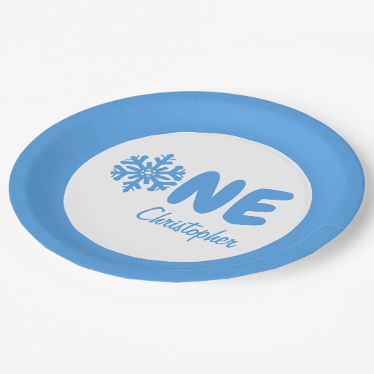 Snowflake 1. Geburtstag Pappteller (Schrägansicht)