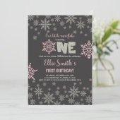 Snowflake 1. Geburtstagskarte Einladung (Stehend Vorderseite)