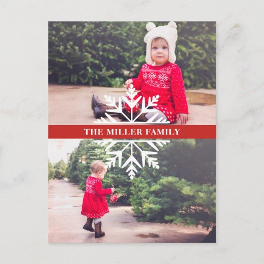 Snowflake 2-Foto-Urlaub Postkarte (Vorderseite)