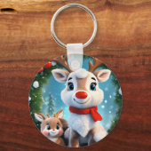 Snowflake 3D Hintergrund mit puffem Blume Design Schlüsselanhänger (Rückseite)