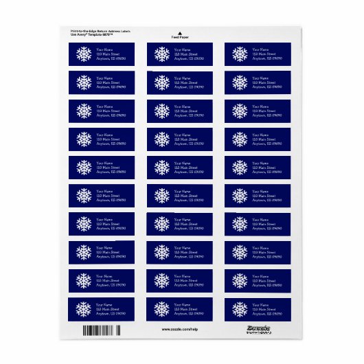 Snowflake Address Label B (Navy Blue) (Vorne)