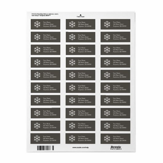 Snowflake Address Label D (dunkelgrau) (Vorne)