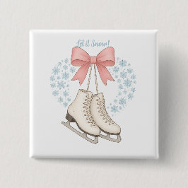 Snowflake and Ice Skates Button