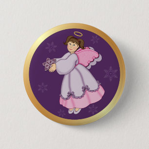 Snowflake Angel Button
