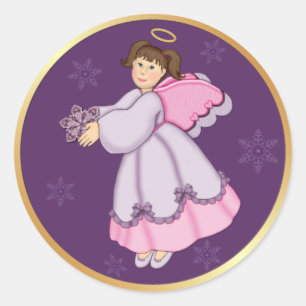 Snowflake Angel Runder Aufkleber