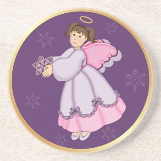 Snowflake Angel Sandstein Untersetzer (Vorne)