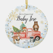 Snowflake Animal Truck We're Expecting Eltern Keramik Ornament (Vorne)