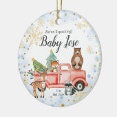 Snowflake Animal Truck We're Expecting Eltern Keramik Ornament (Links)