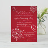 Snowflake Anniversary Partys Red Einladung (Stehend Vorderseite)