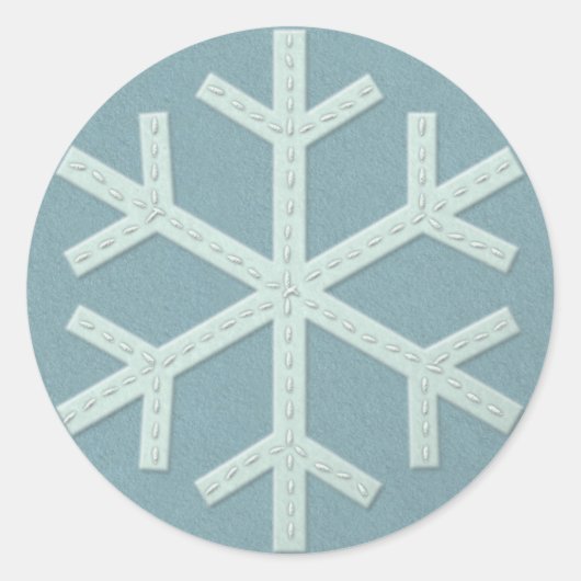 Snowflake Aqua Blue Imitats Felt Runder Aufkleber (Vorderseite)