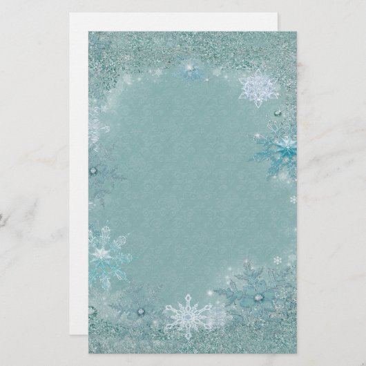 Snowflake Aqua Frost Briefpapier (Vorne/Hinten)
