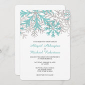 Snowflake Aquamarin Blue Silver Winter Wedites Einladung (Vorne/Hinten)