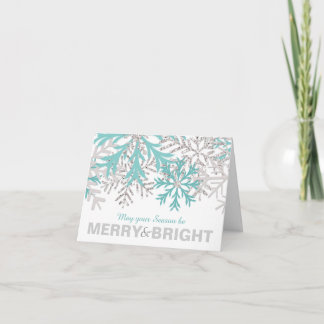 Snowflake Aquamarin Blue Silver Winterurlaub Card Feiertagskarte