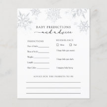 Snowflake Baby Advice and Predictions Card