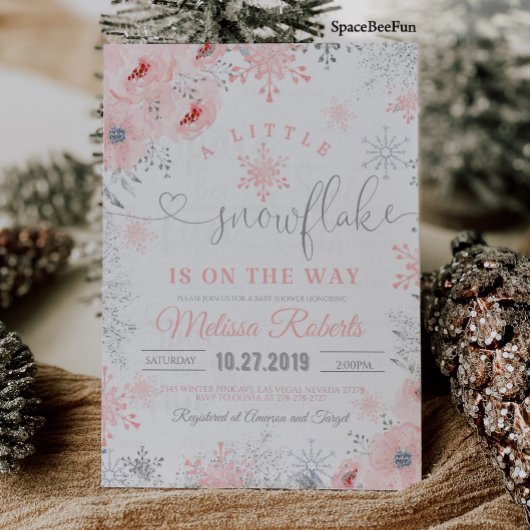 Snowflake Baby Dusche Einladung ein wenig ist auf