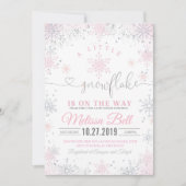 Snowflake Baby Dusche Einladung ein wenig ist auf (Vorderseite)